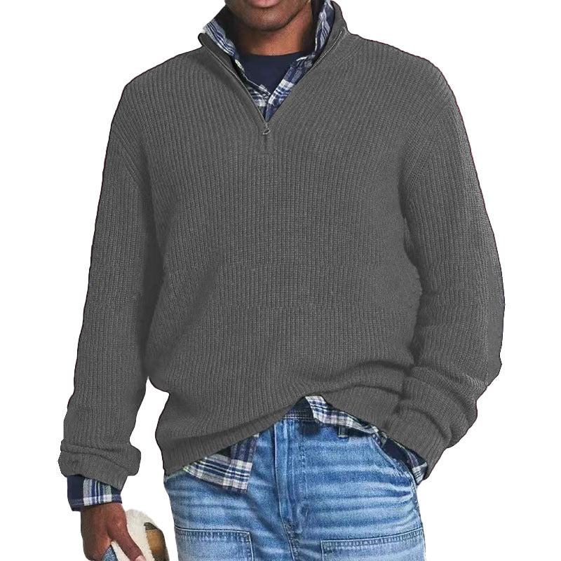 Charlton - Pull en cachemire avec fermeture éclair pour hommes