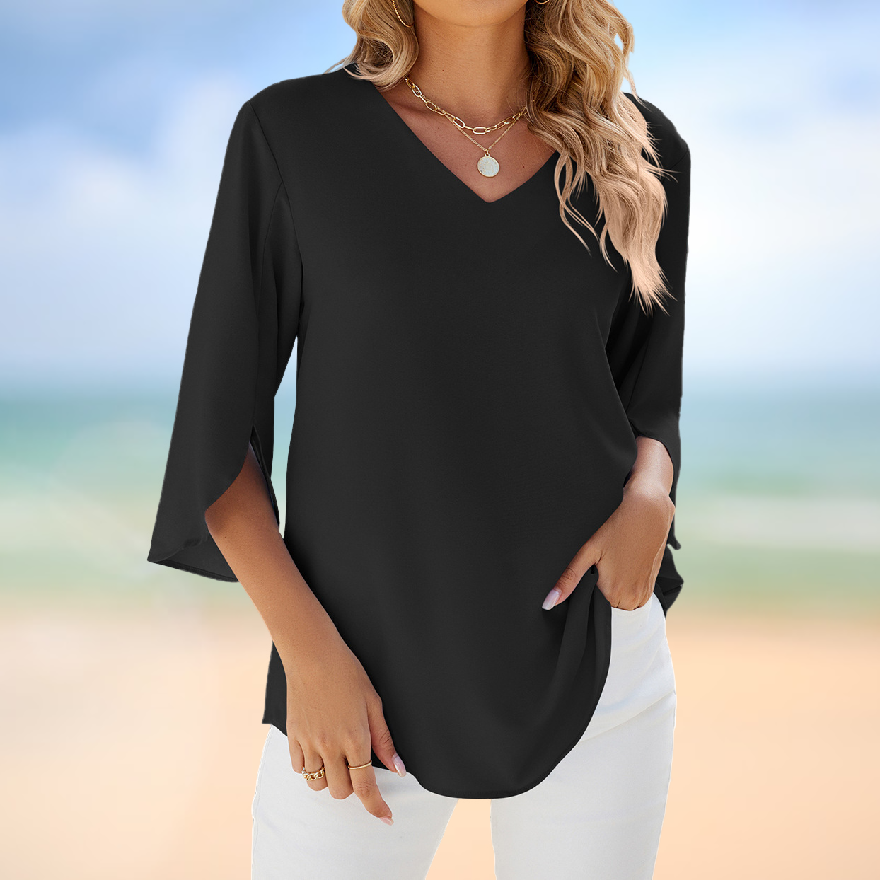Vanya – Légère Blouse d'Été avec Col en V