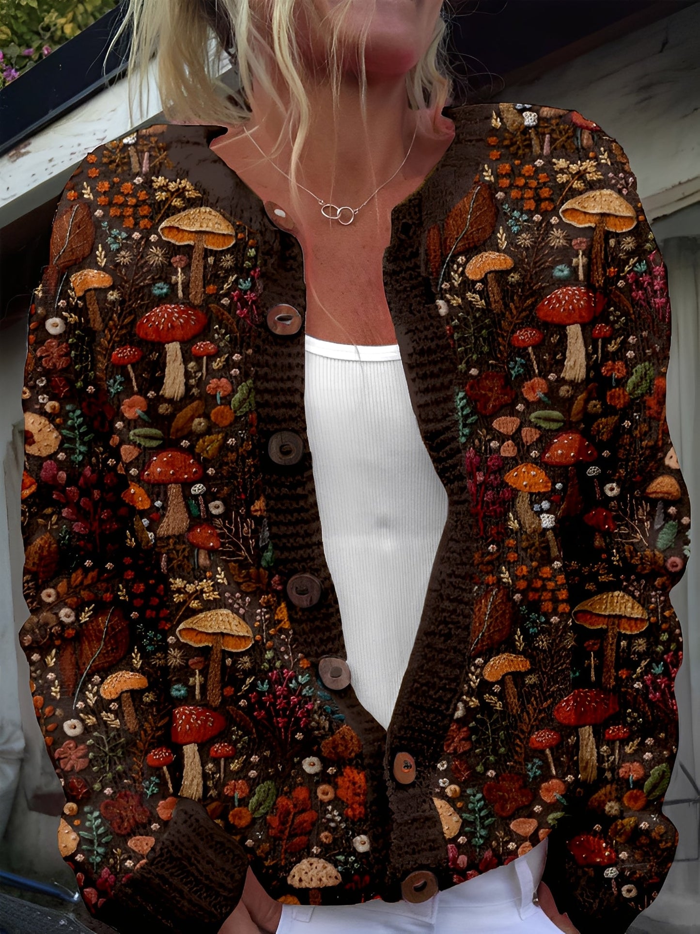 Kandace - Cardigan mode avec motif floral pour femmes