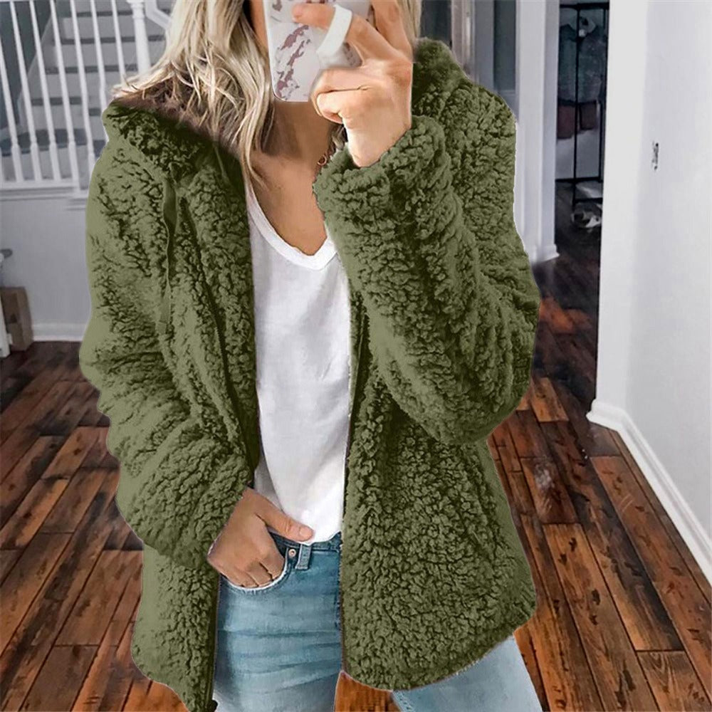 Celandine – Manteau en peluche avec capuche