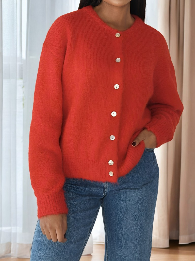 Rowena - Manteau rétro en laine avec boutons pour femmes