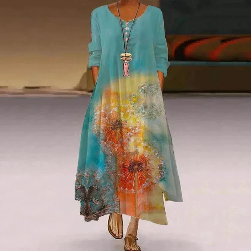 Elira – Robe Maxi Double Couche avec Imprimé