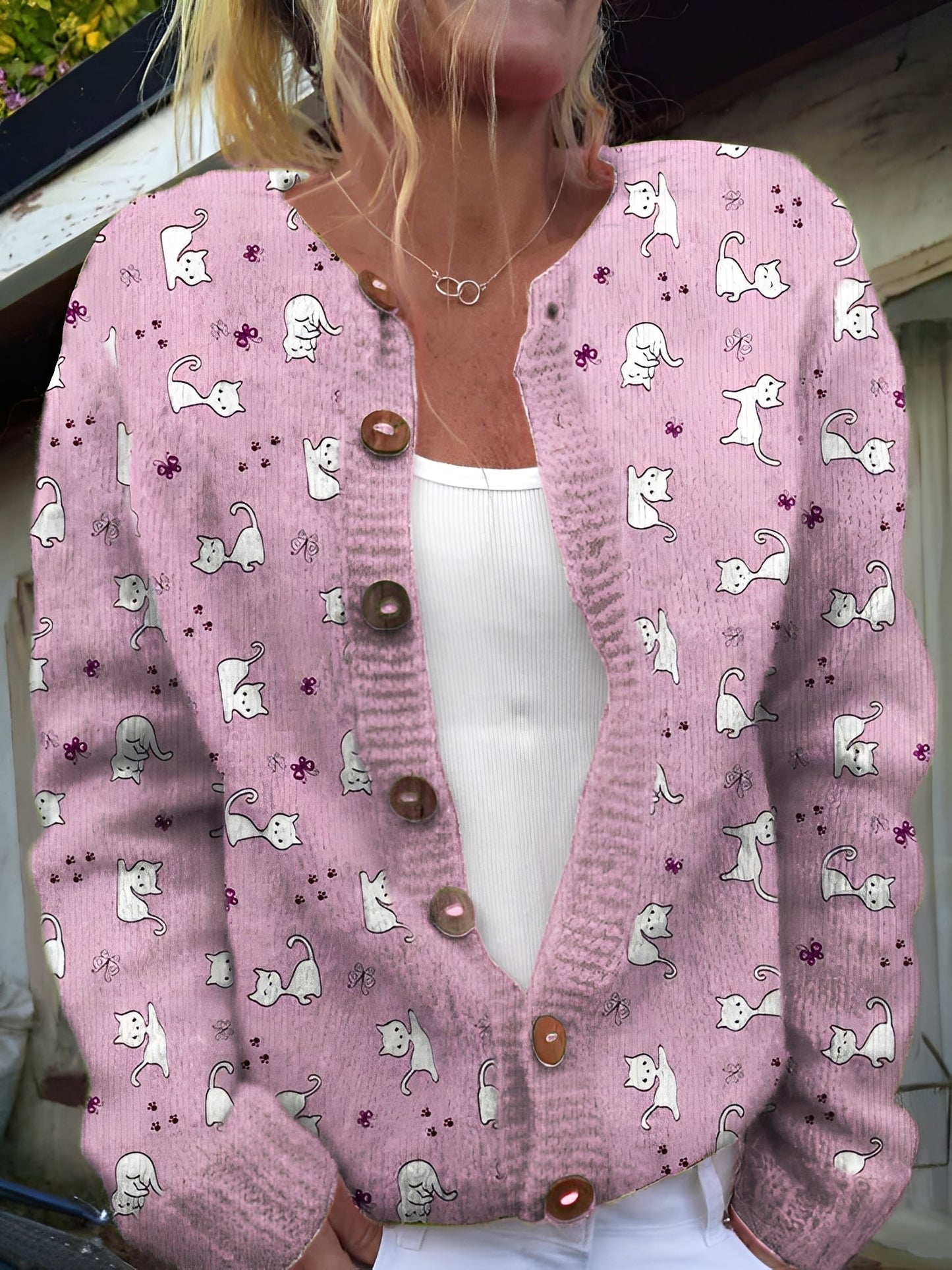 Kandace - Cardigan mode avec motif floral pour femmes