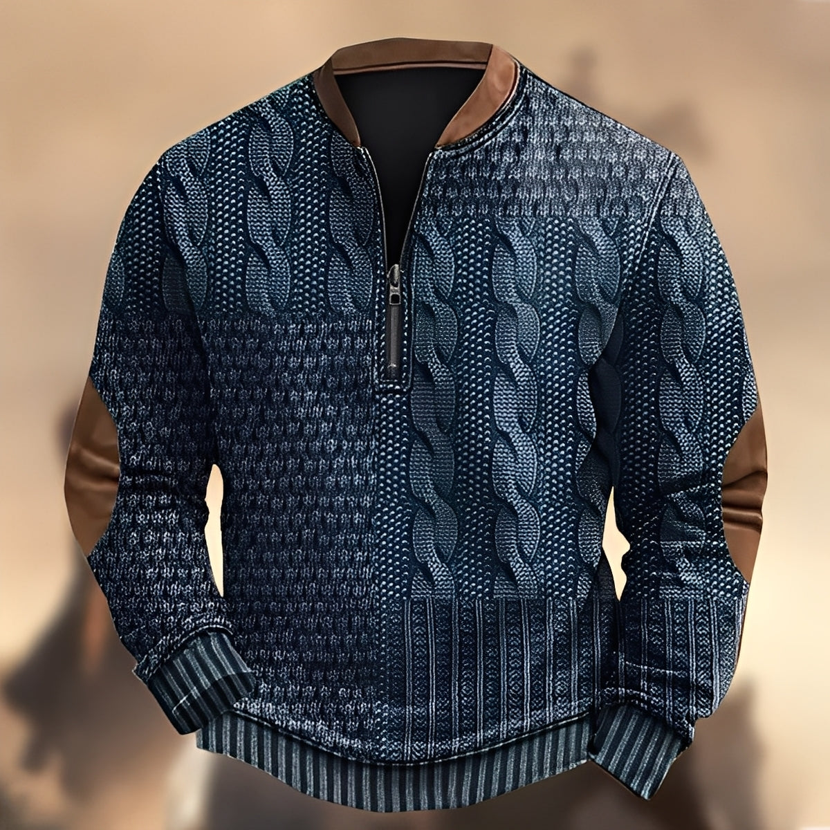 Edmund - Pull décontracté avec motifs et zip pour hommes