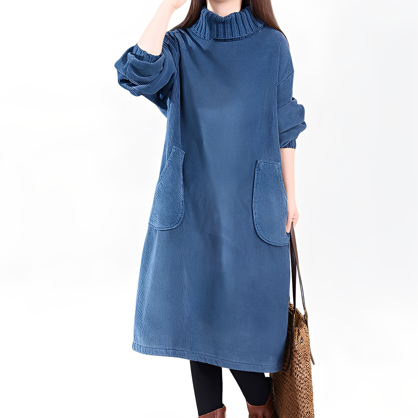 Elouise - Robe large en velours côtelé avec poches pour femmes