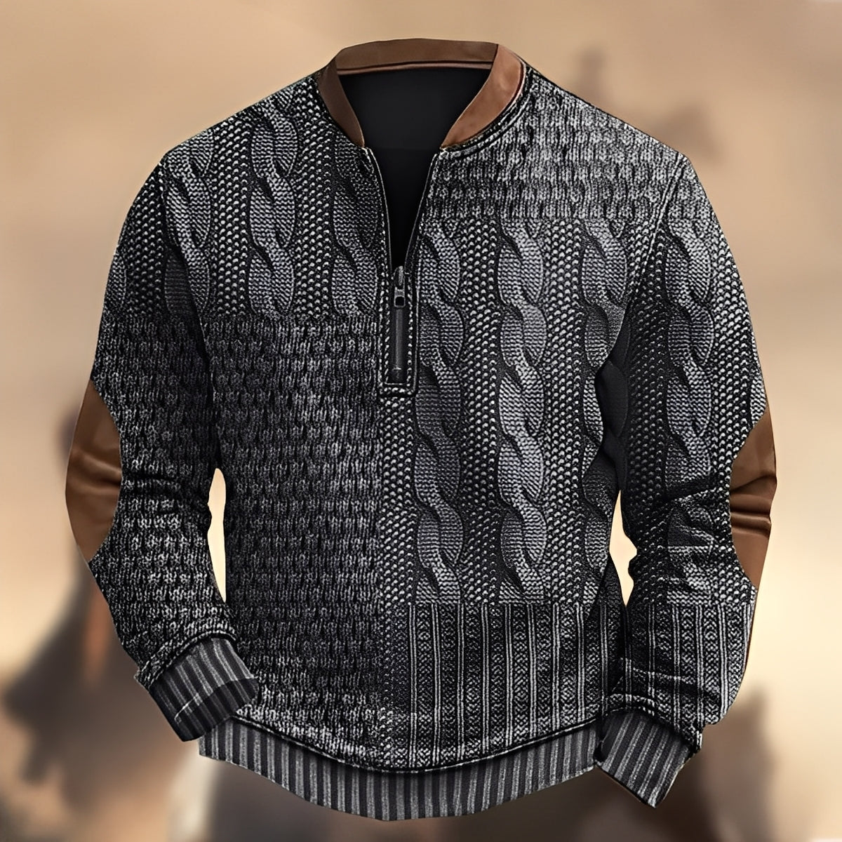 Edmund - Pull décontracté avec motifs et zip pour hommes