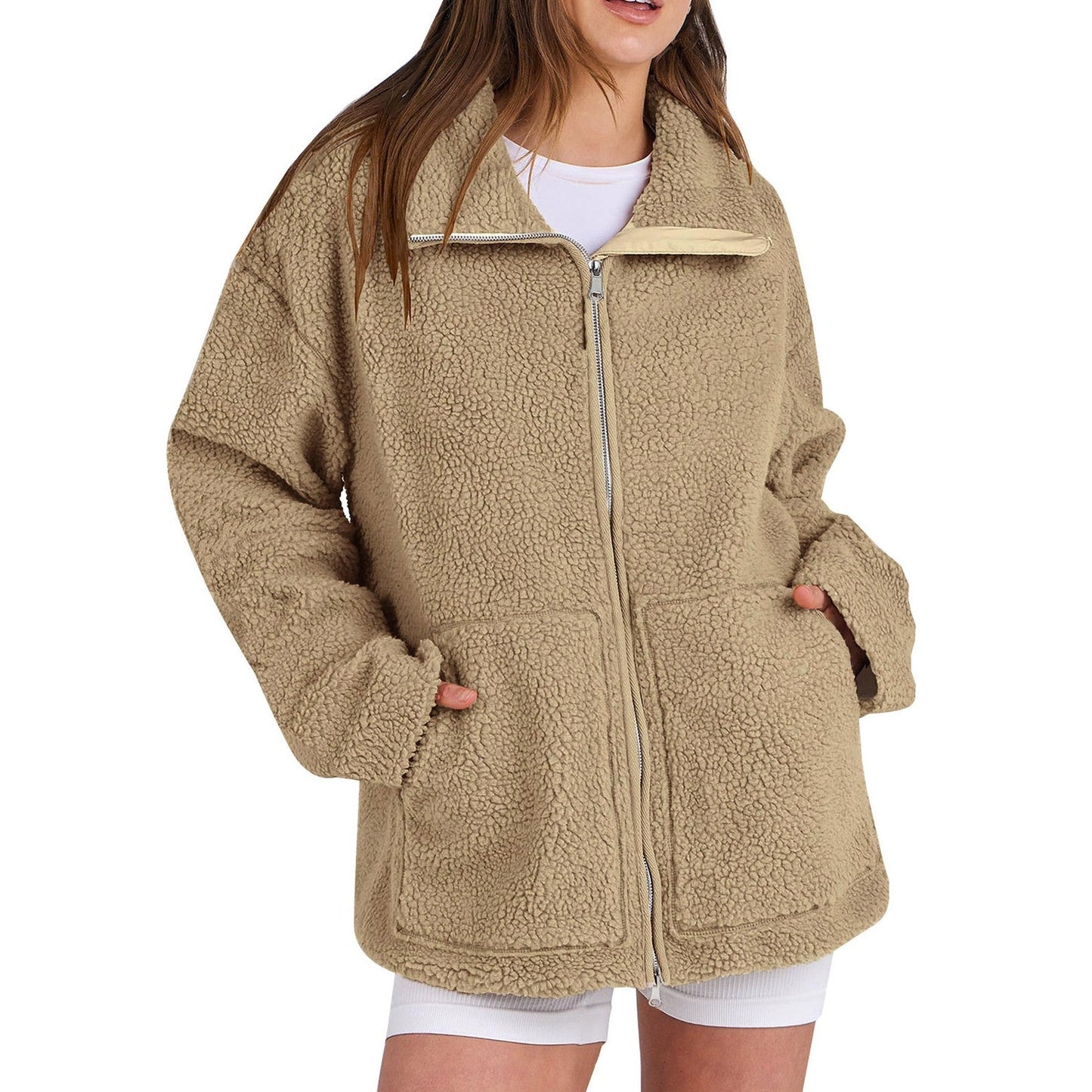 Adamina - Manteau en laine décontracté avec col roulé pour femmes