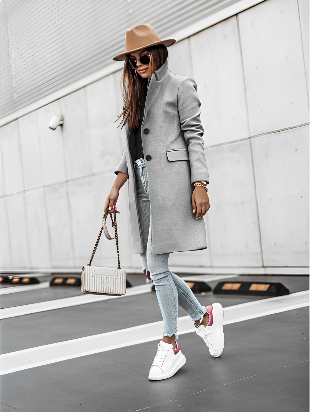 Simone – Classique Manteau Deux Boutons