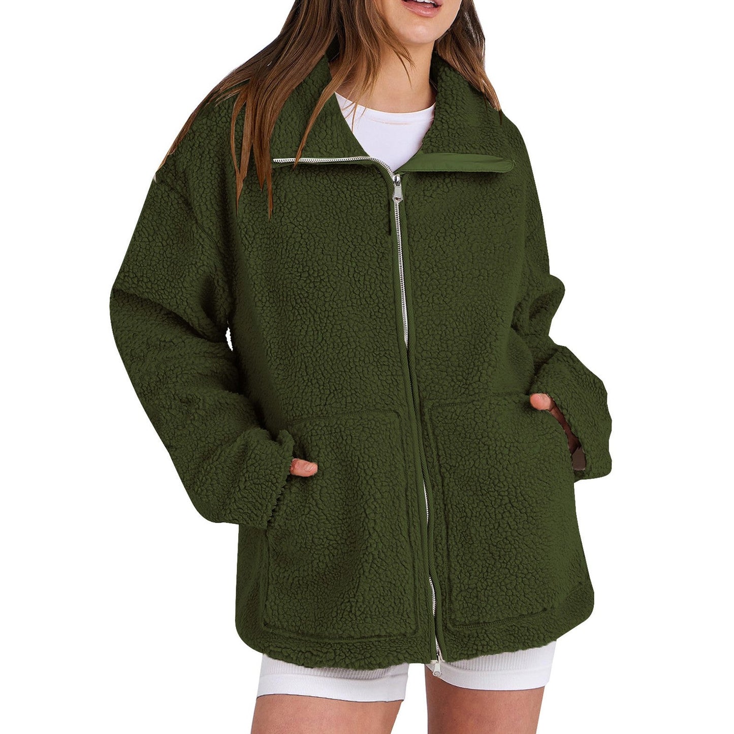 Adamina - Manteau en laine décontracté avec col roulé pour femmes