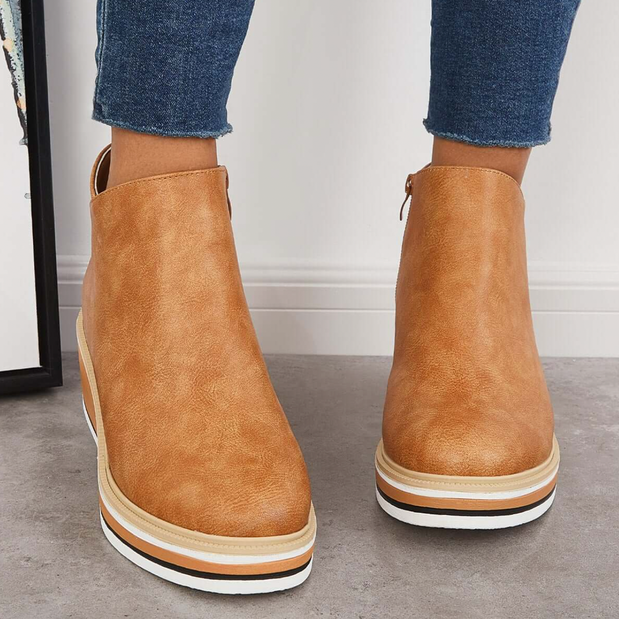 Rosanne - Belles bottes en cuir avec zip pour femmes