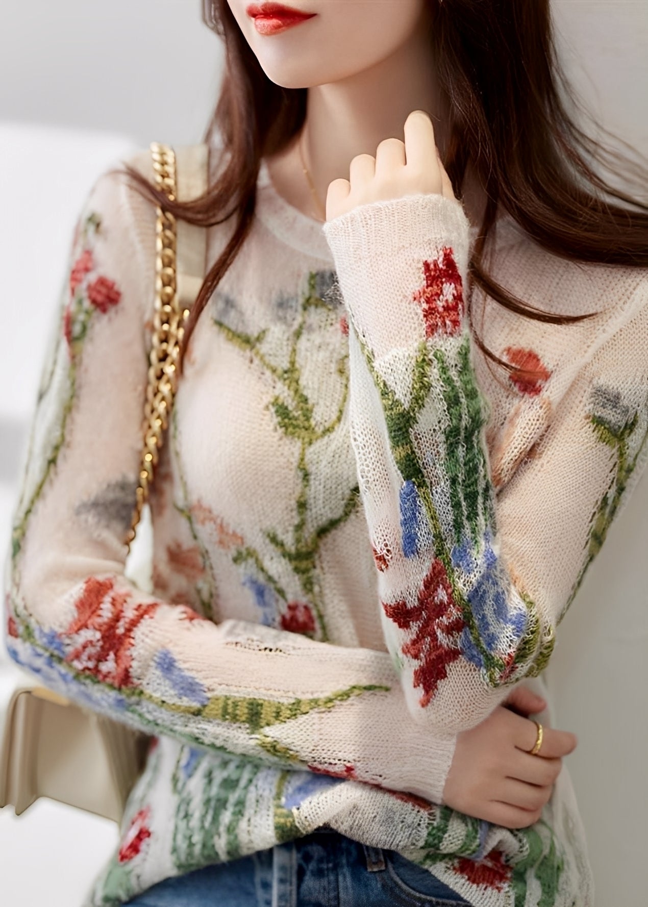 Gisselle - Pull tricoté élégant avec motif floral pour femmes