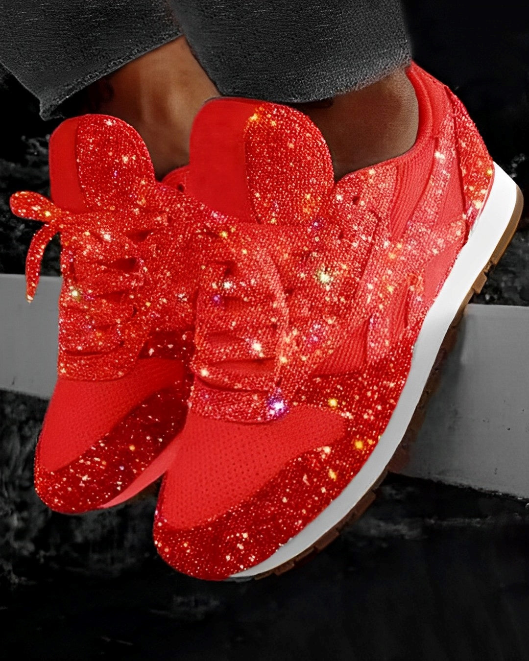 Ross – Sneakers brillants avec semelle compensée