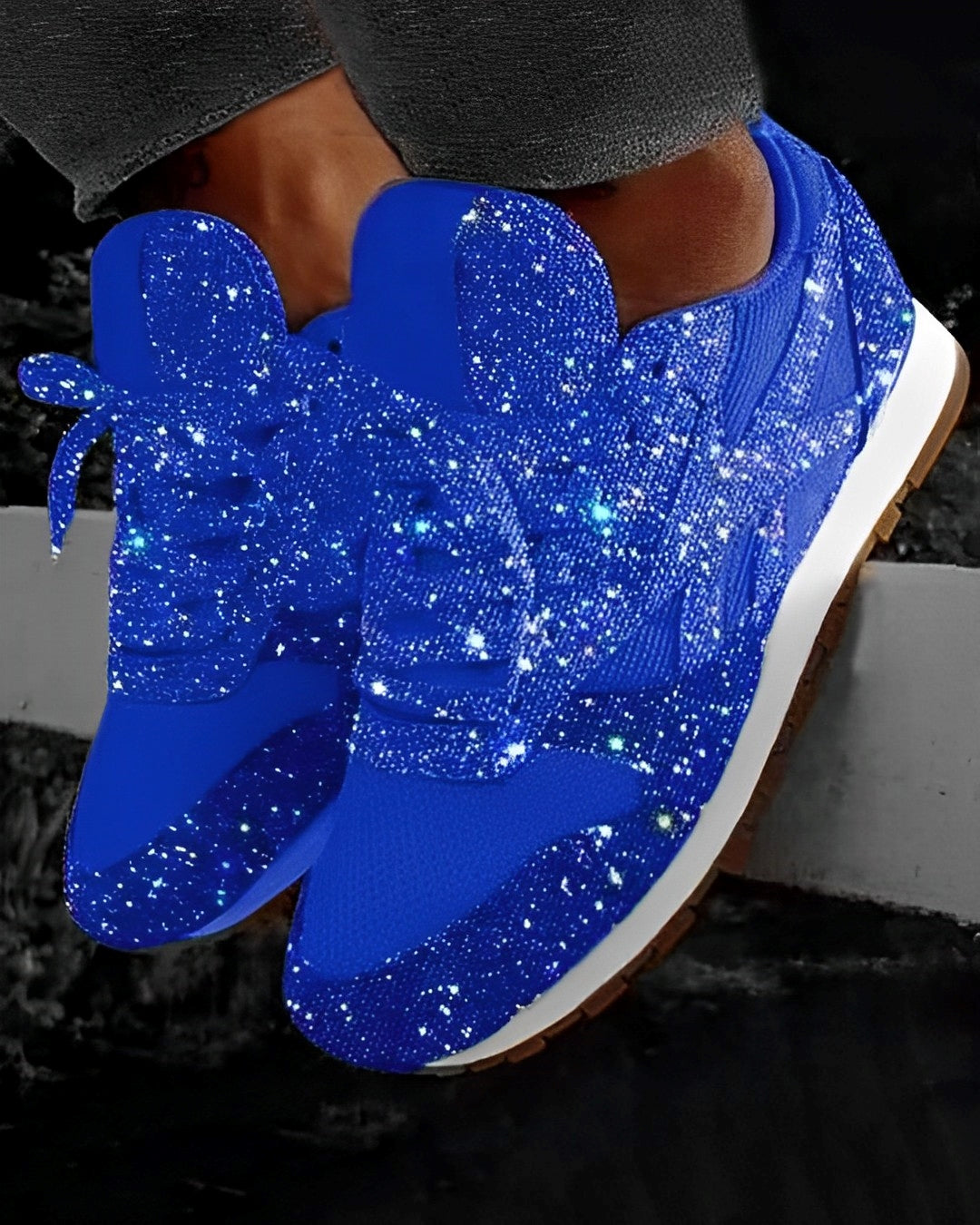 Ross – Sneakers brillants avec semelle compensée