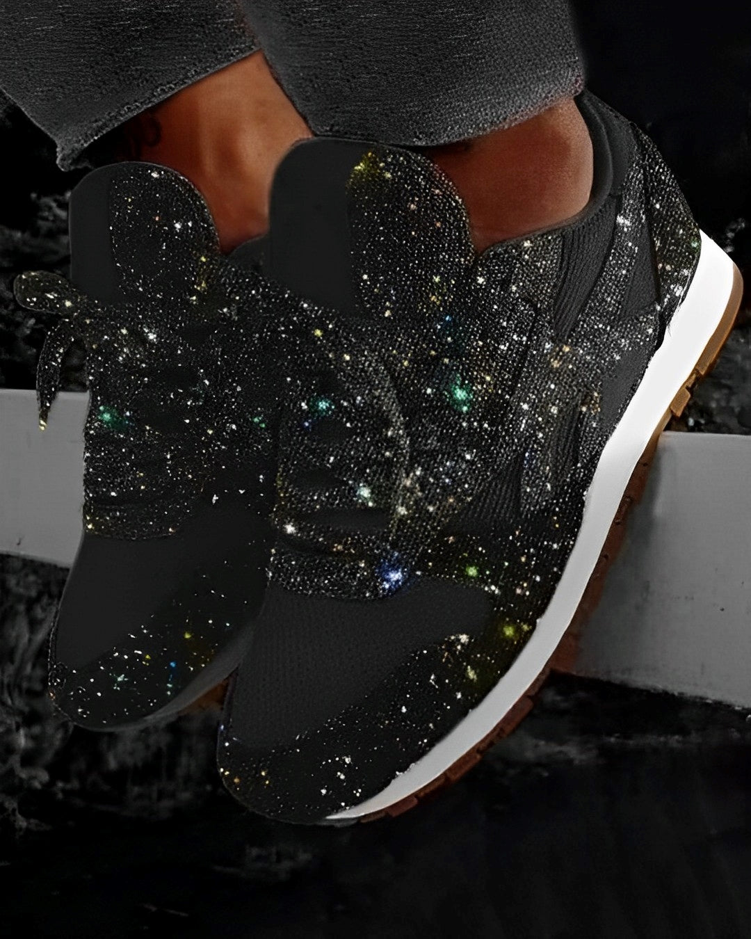 Ross – Sneakers brillants avec semelle compensée