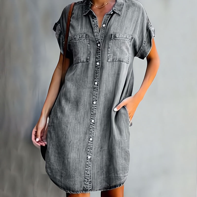 Romy – Robe chemise courte avec boutons