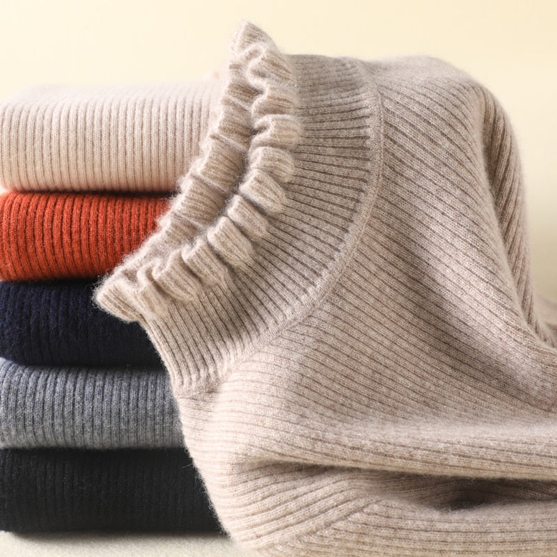 Alva – Doux Pull Col Roulé en Cachemire