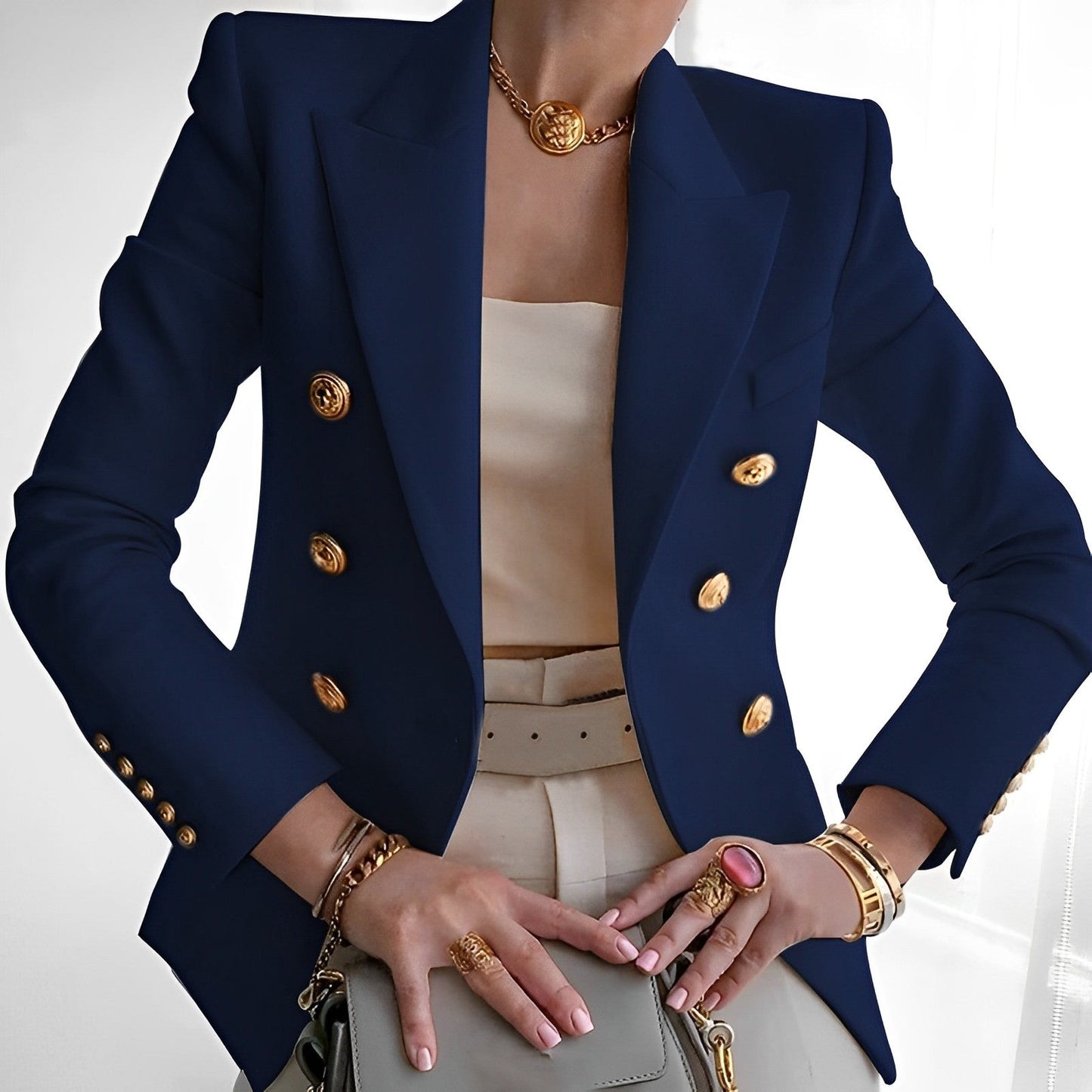 Ancien Argent – Modèle de Blazer Élégant pour Femmes