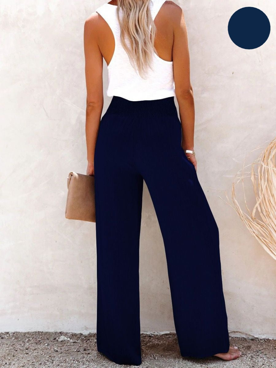 Sophia – Pantalon taille haute en Coton & Lin