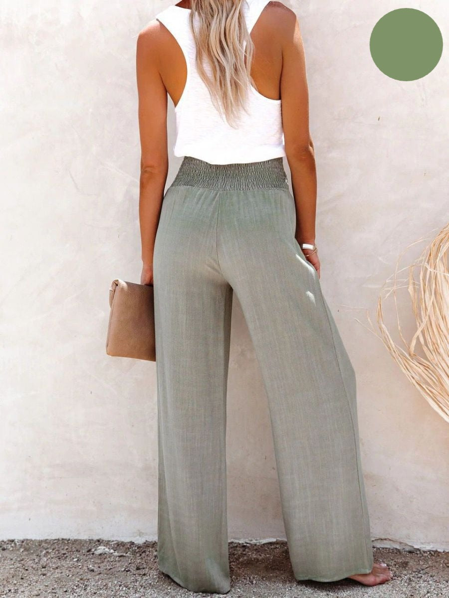 Sophia – Pantalon taille haute en Coton & Lin