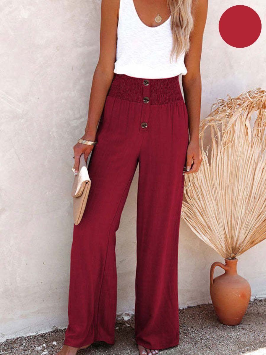 Sophia – Pantalon taille haute en Coton & Lin