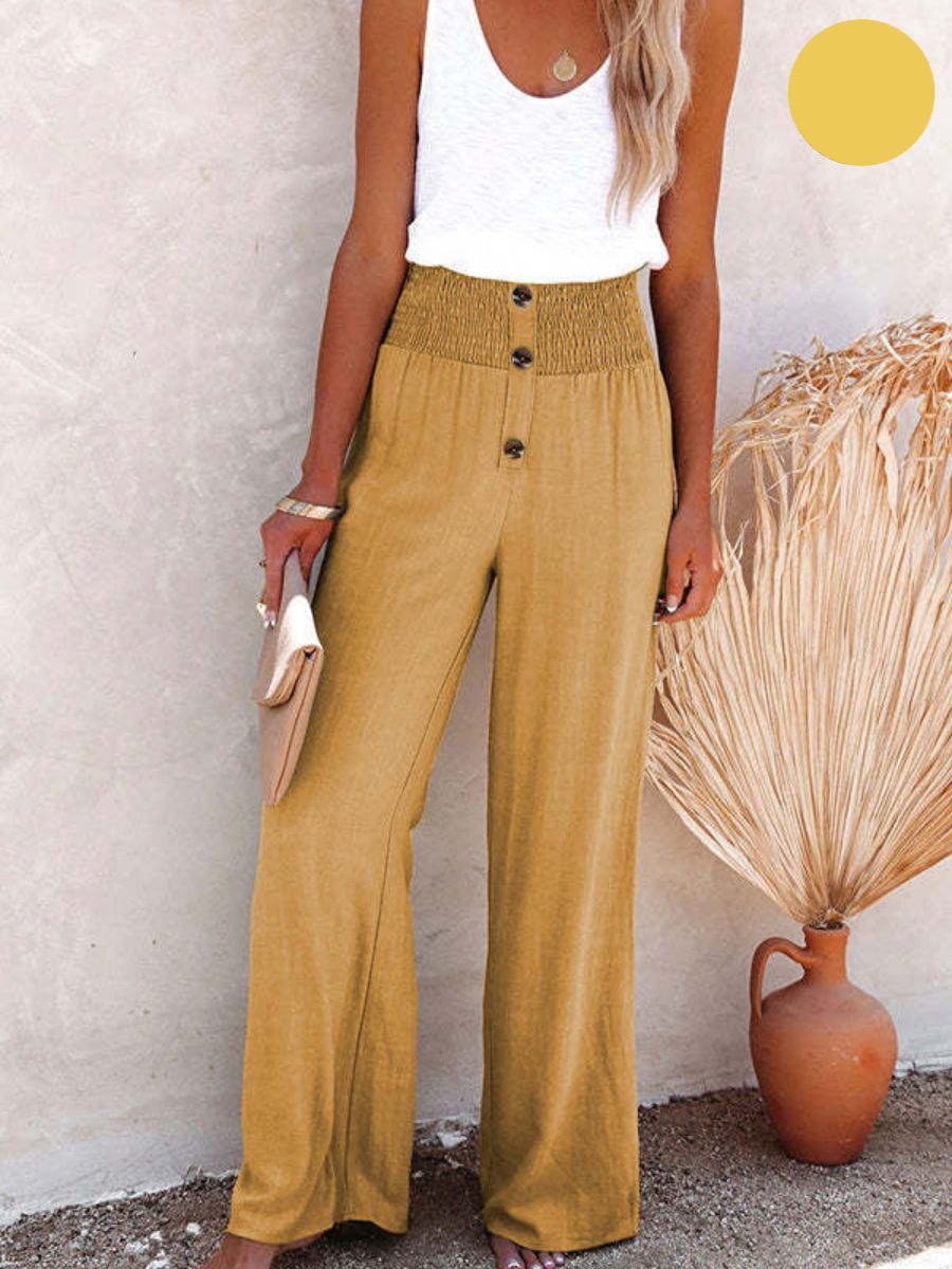 Sophia – Pantalon taille haute en Coton & Lin