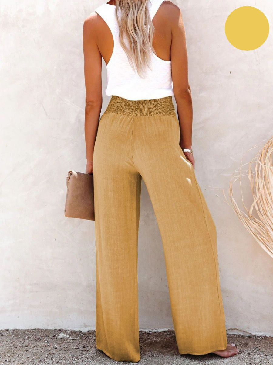 Sophia – Pantalon taille haute en Coton & Lin