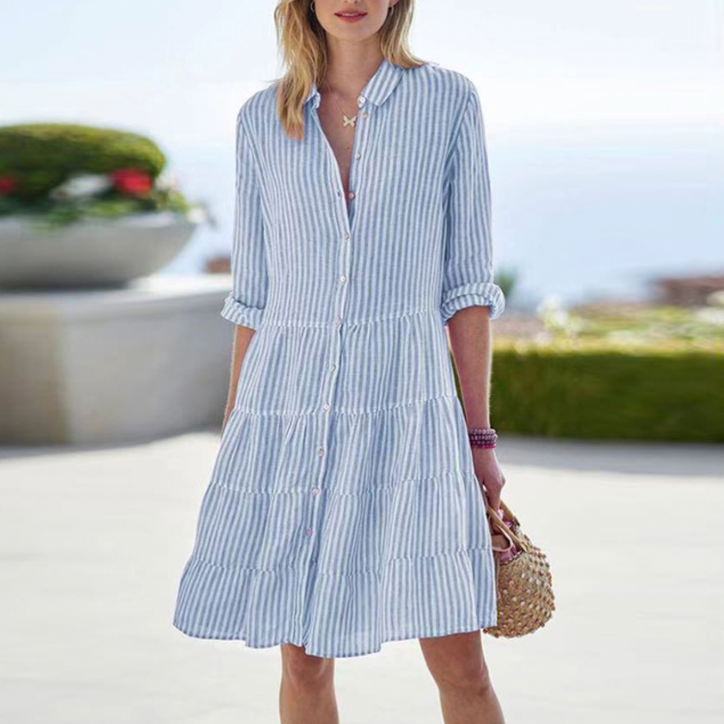 Alina – Robe d'été rayée manches courtes