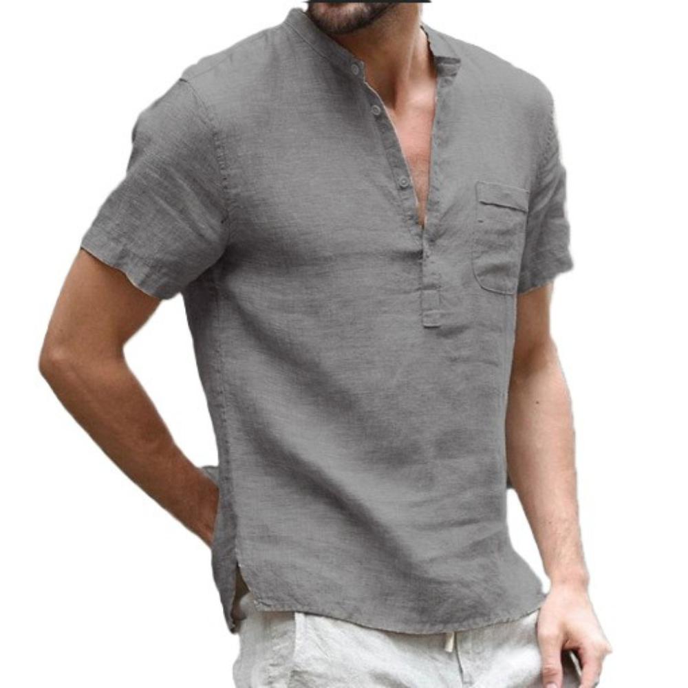 Alton - Chemise à manches courtes en lin pour hommes