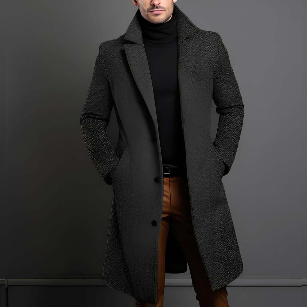 Zackary - Manteau mi-long en laine décontracté pour homme