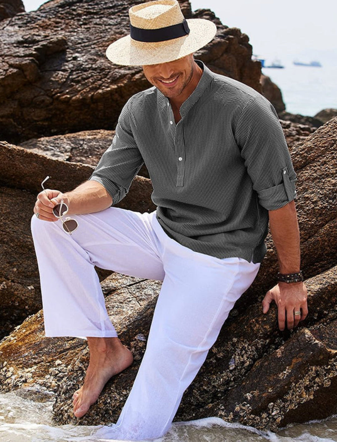 Cormac – Chemise en lin à manches longues pour hommes