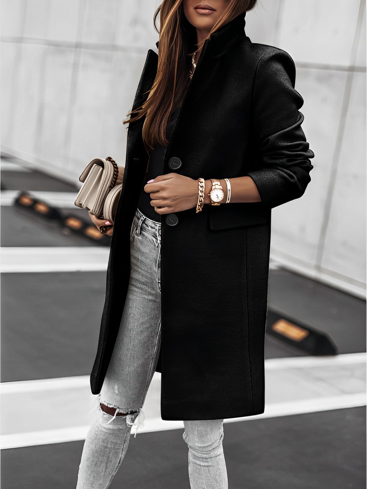 Simone – Classique Manteau Deux Boutons