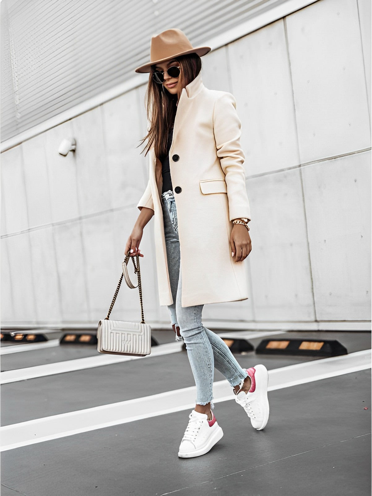 Simone – Classique Manteau Deux Boutons