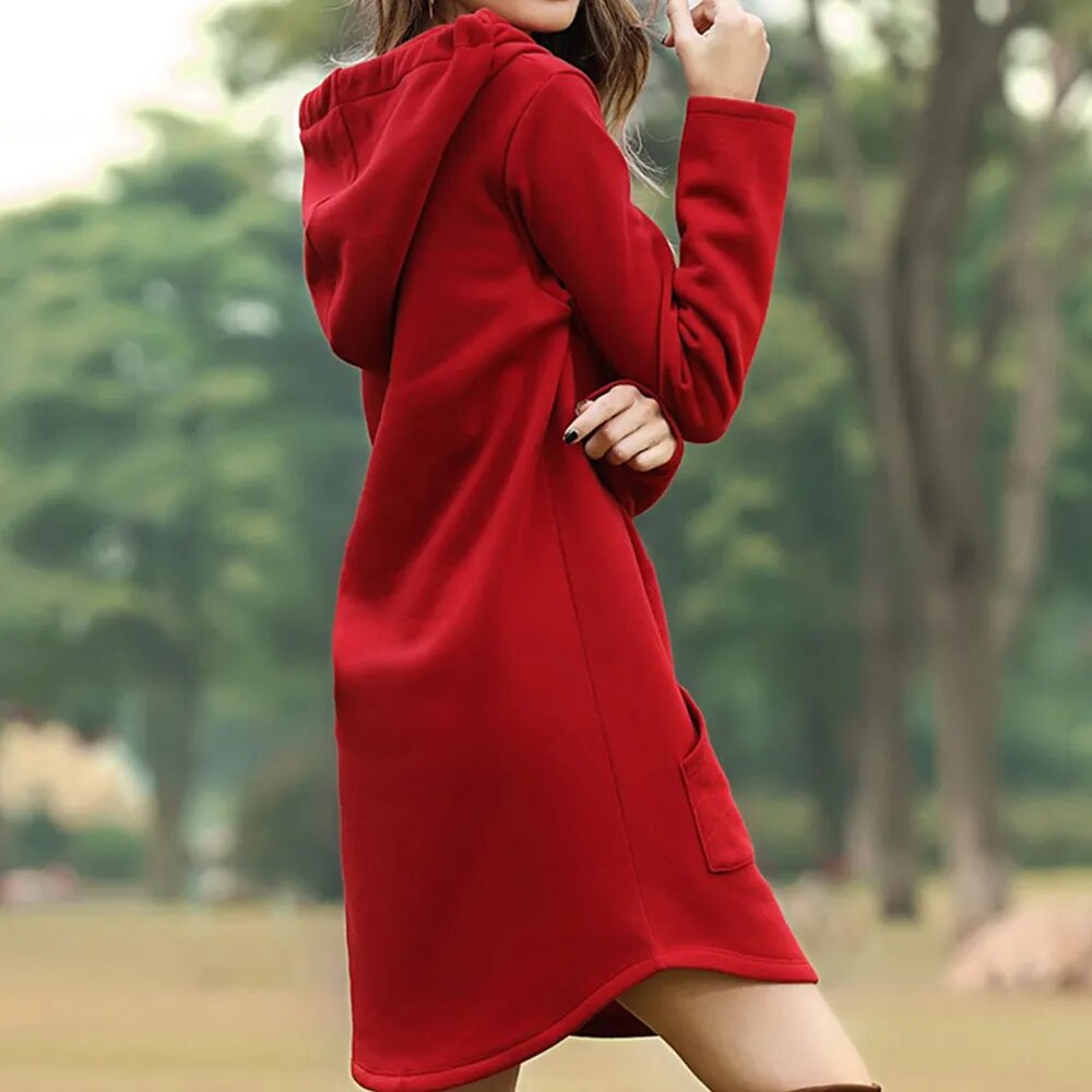 Juris – Longue robe sweat avec capuche