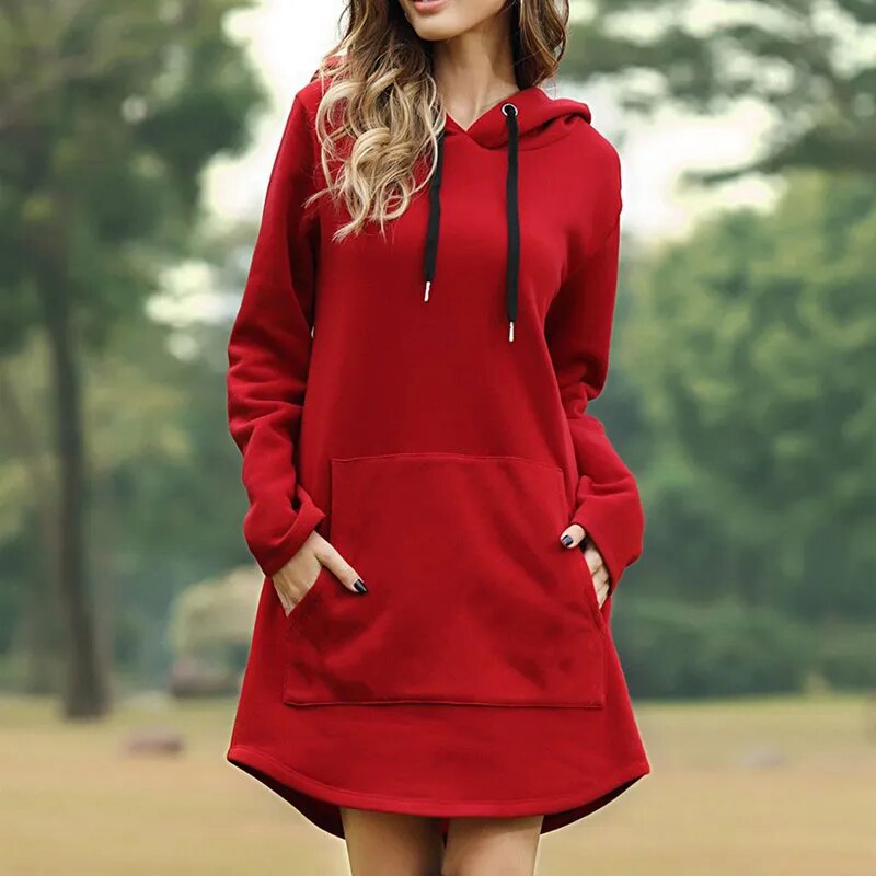 Juris – Longue robe sweat avec capuche