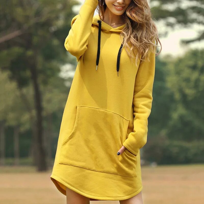 Juris – Longue robe sweat avec capuche
