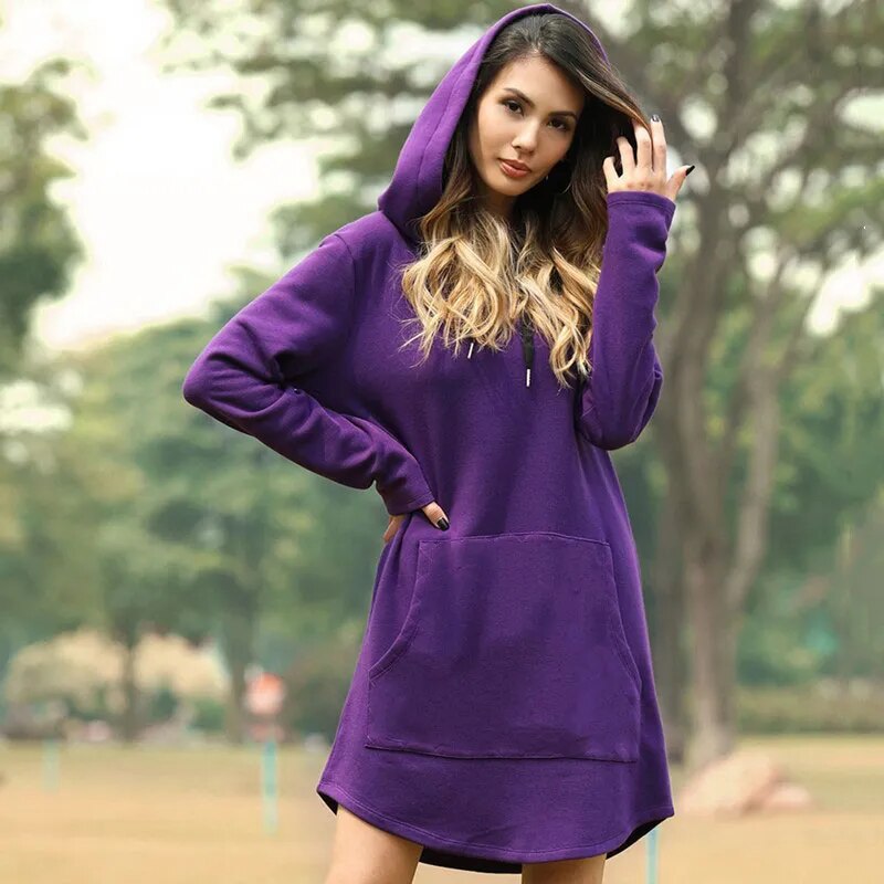 Juris – Longue robe sweat avec capuche