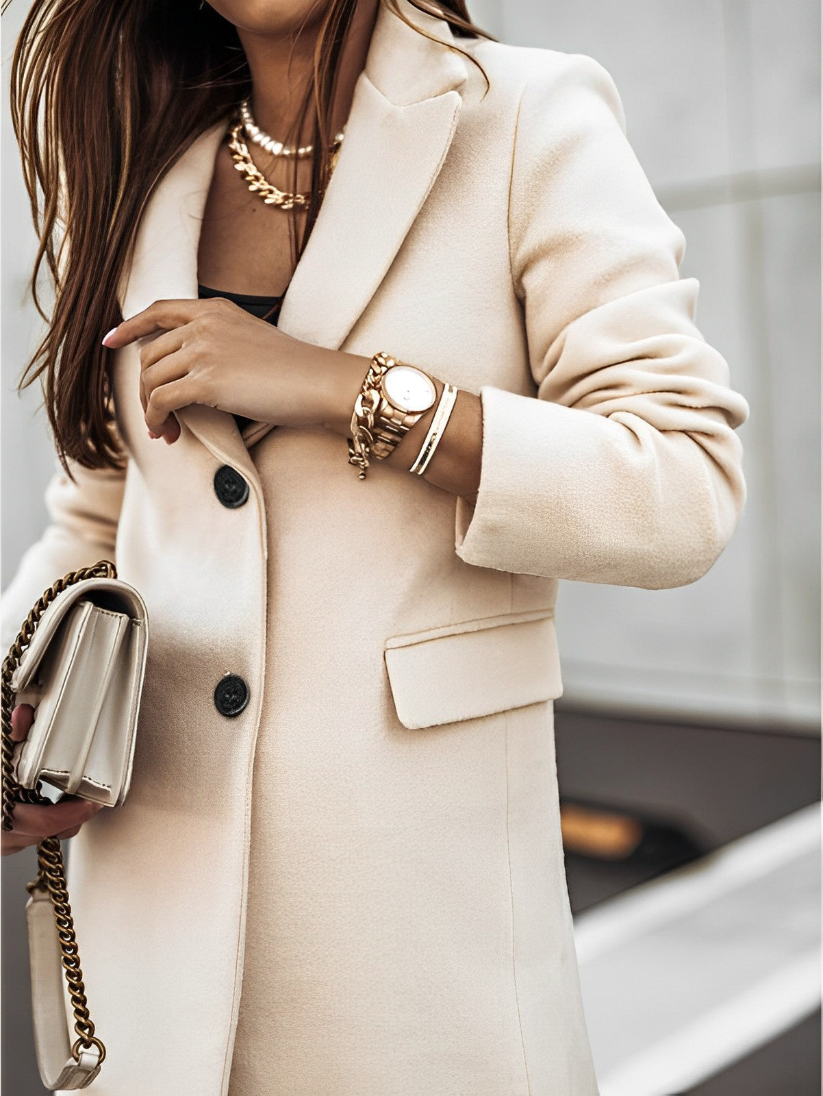 Simone – Classique Manteau Deux Boutons