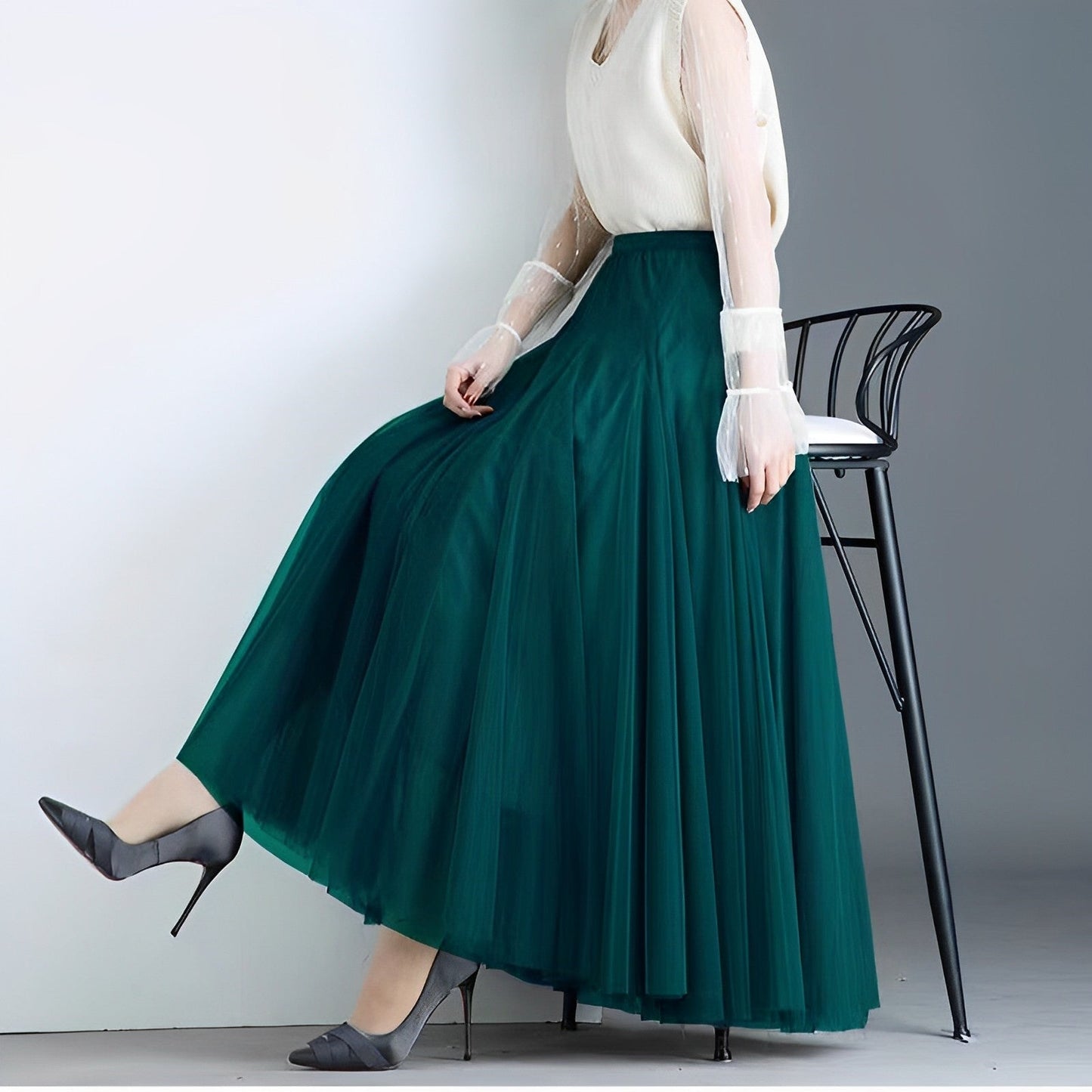 Maleah – Jupe midi plissée en tulle