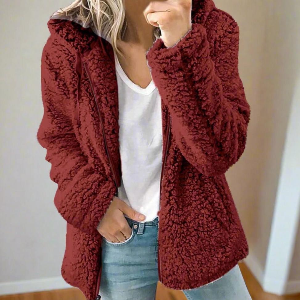 Celandine – Manteau en peluche avec capuche