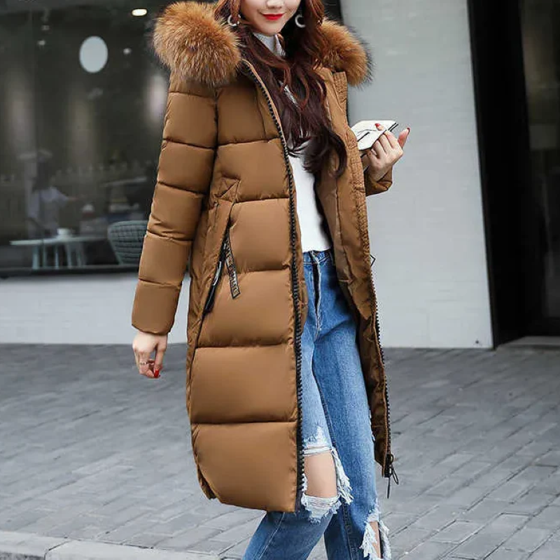 Amaya – Long manteau avec col en fourrure