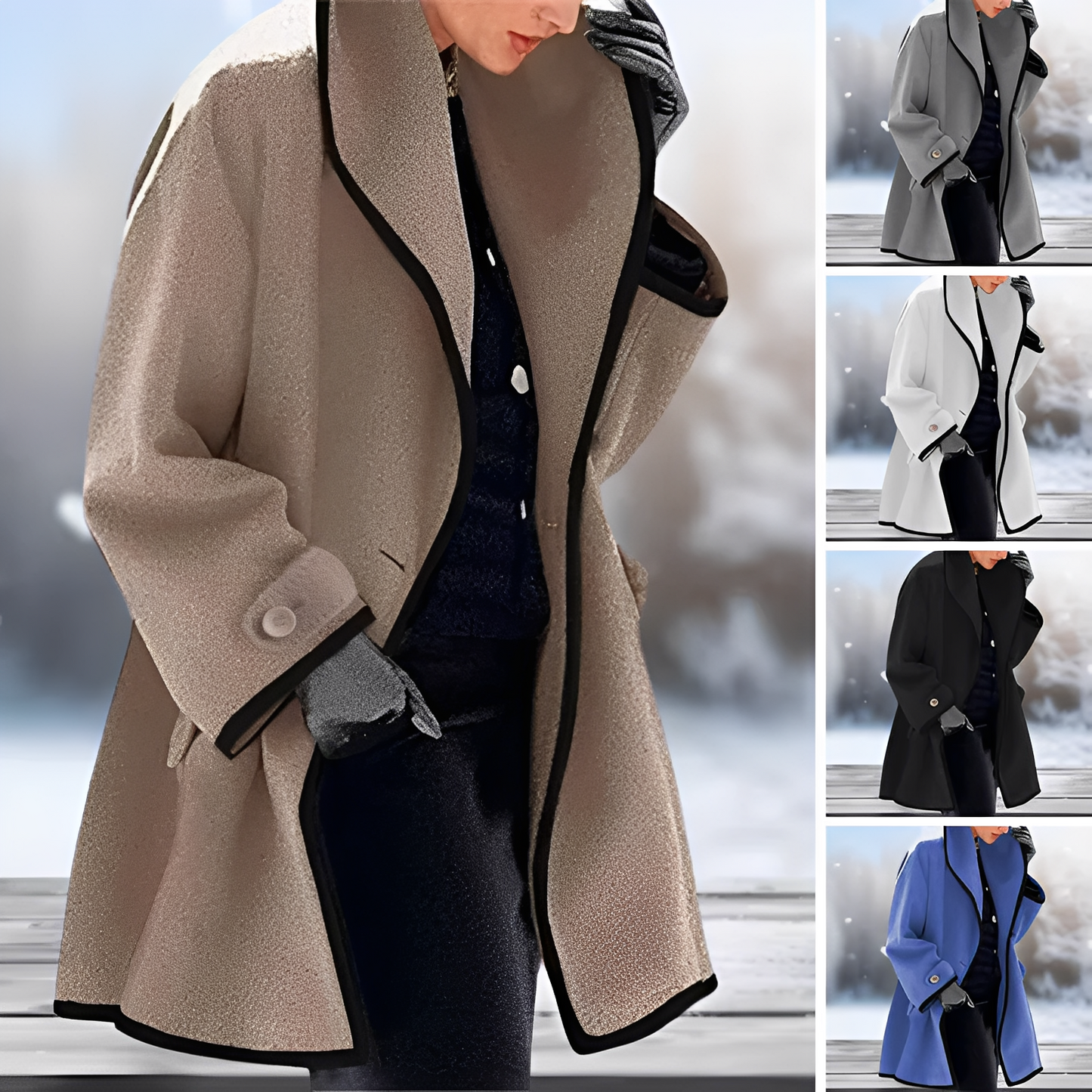 Serenova – Manteau en laine rétro avec ceinture