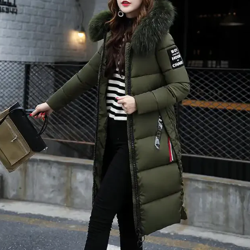 Amaya – Long manteau avec col en fourrure