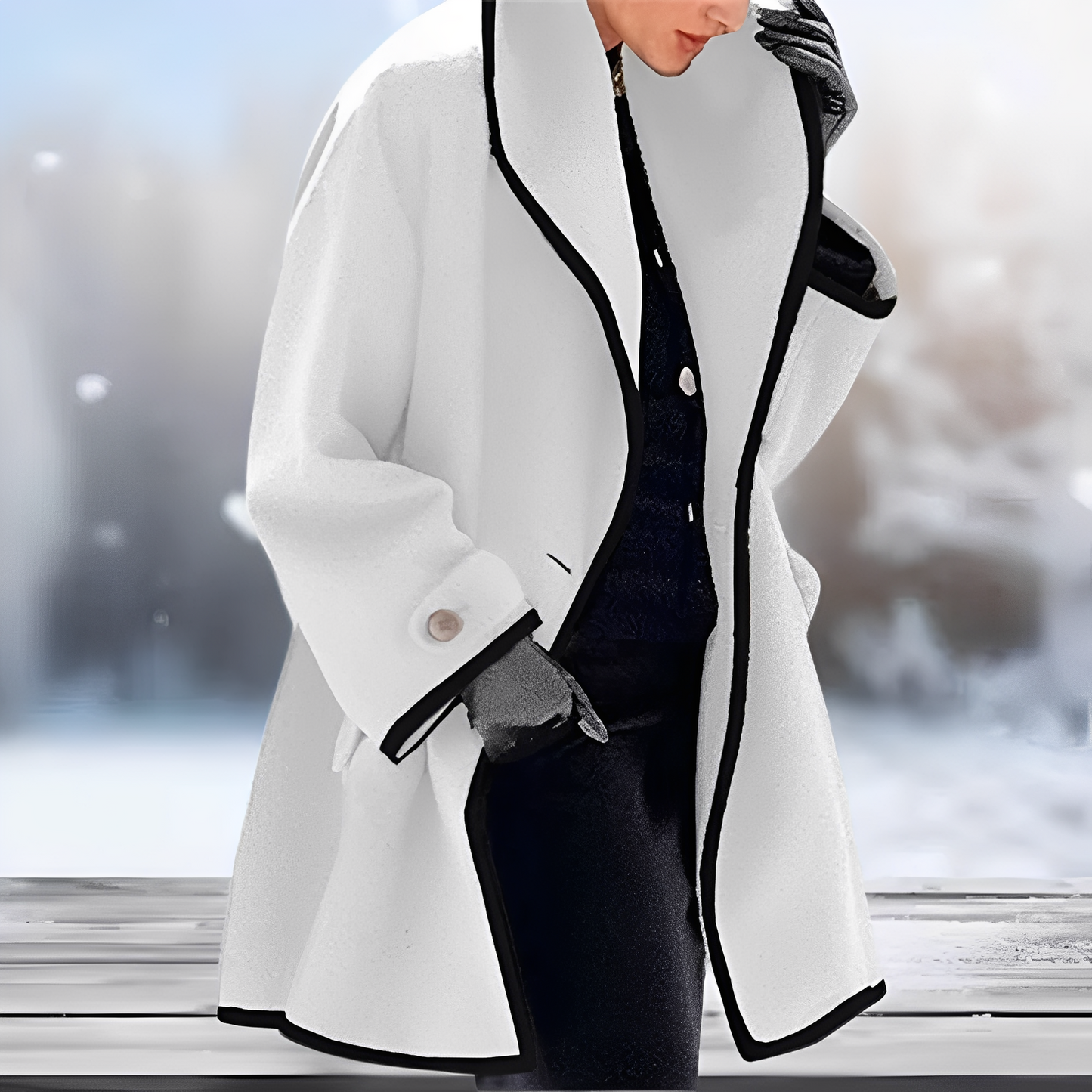 Serenova – Manteau en laine rétro avec ceinture