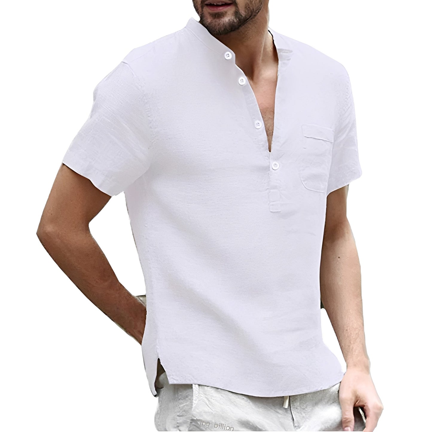 Alton - Chemise à manches courtes en lin pour hommes