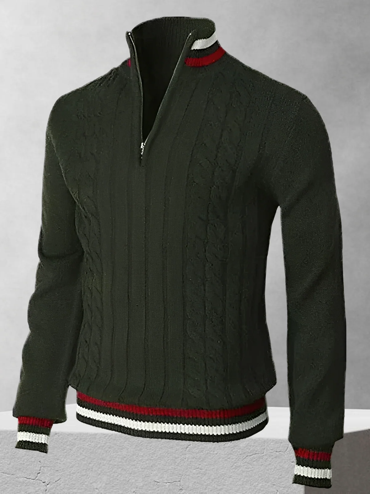 RALPH POLO – Pull en maille à fermeture éclair style italien