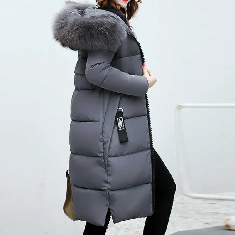 Amaya – Long manteau avec col en fourrure