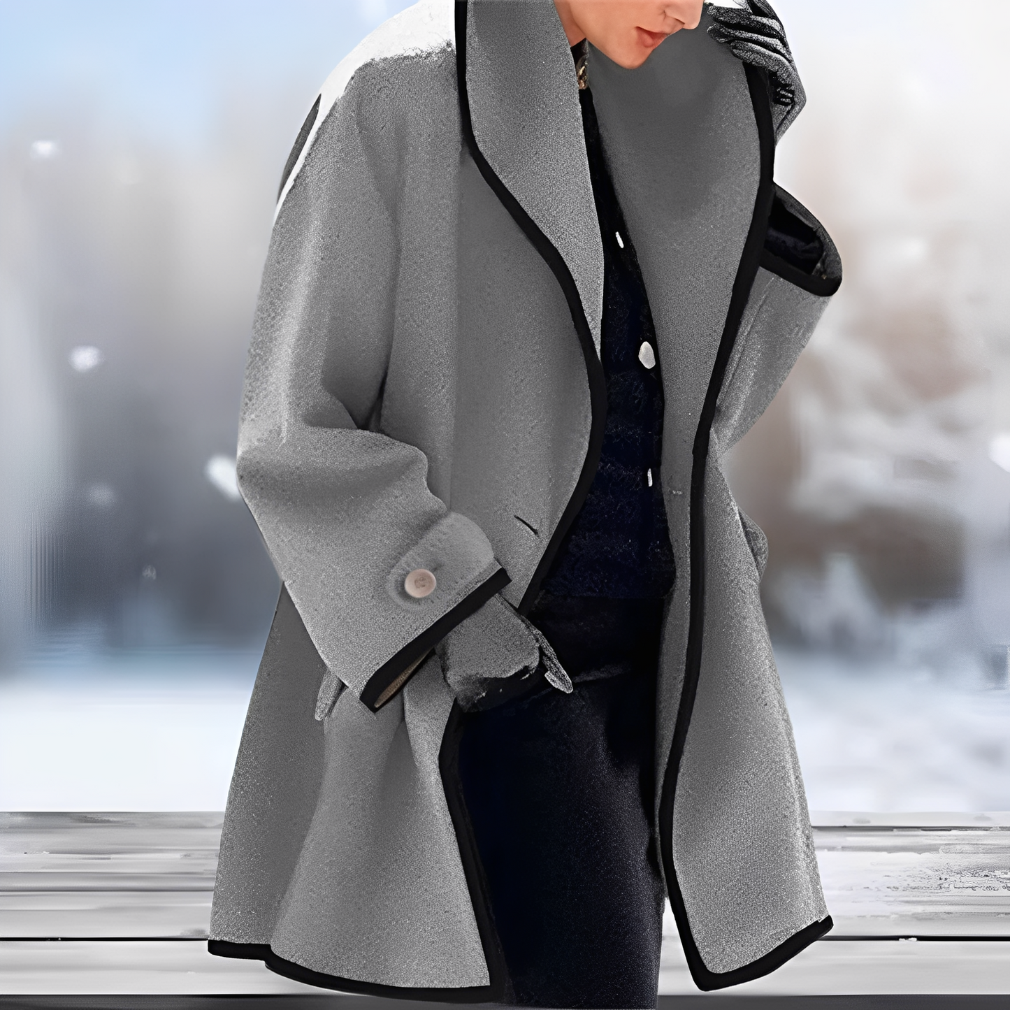 Serenova – Manteau en laine rétro avec ceinture