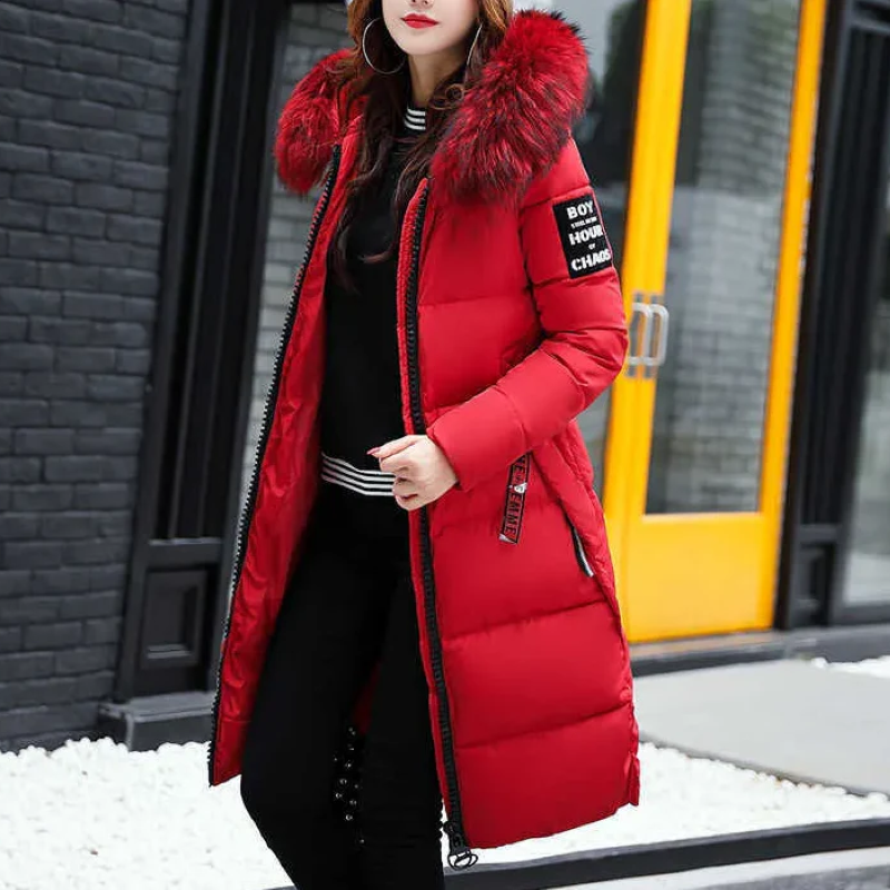 Amaya – Long manteau avec col en fourrure