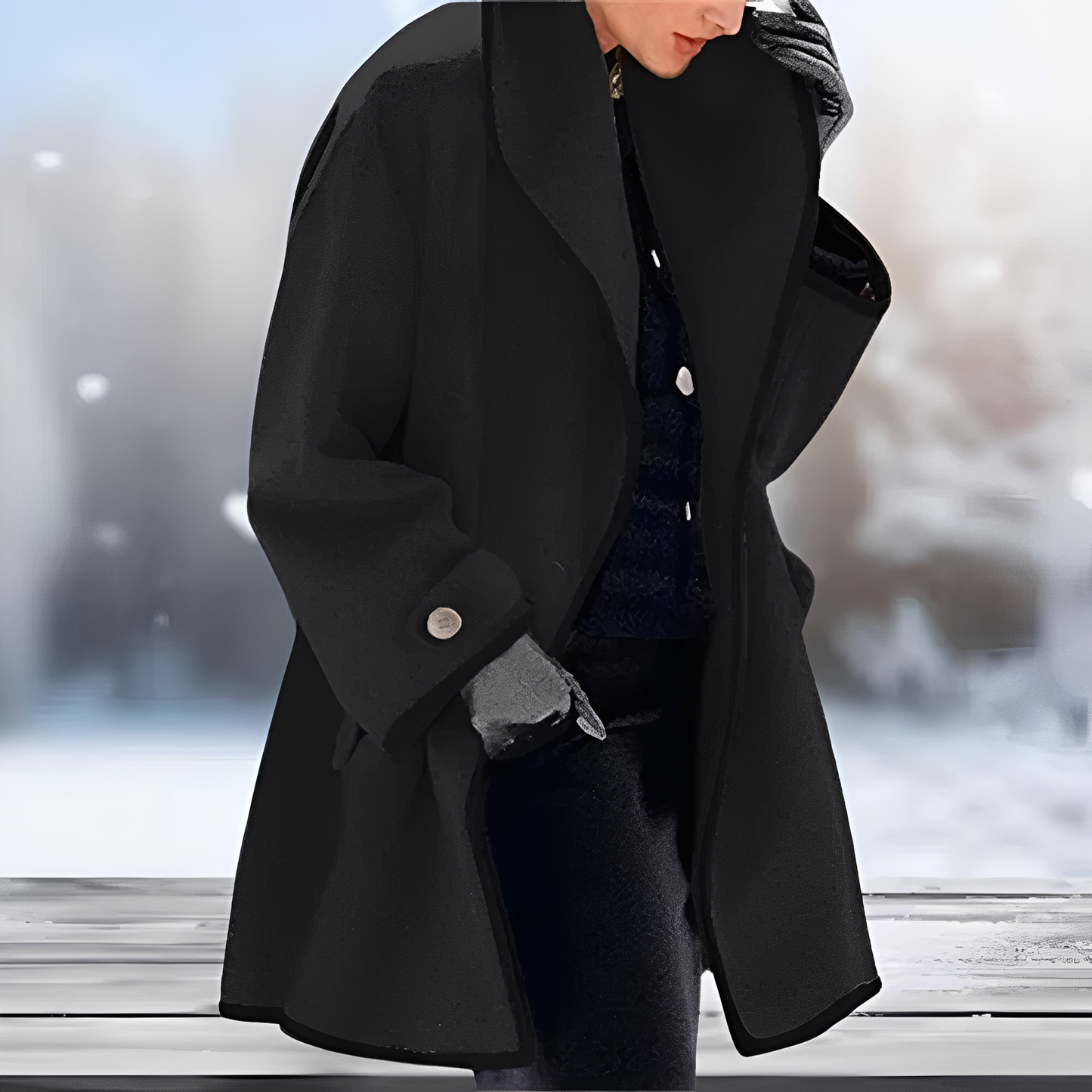 Serenova – Manteau en laine rétro avec ceinture