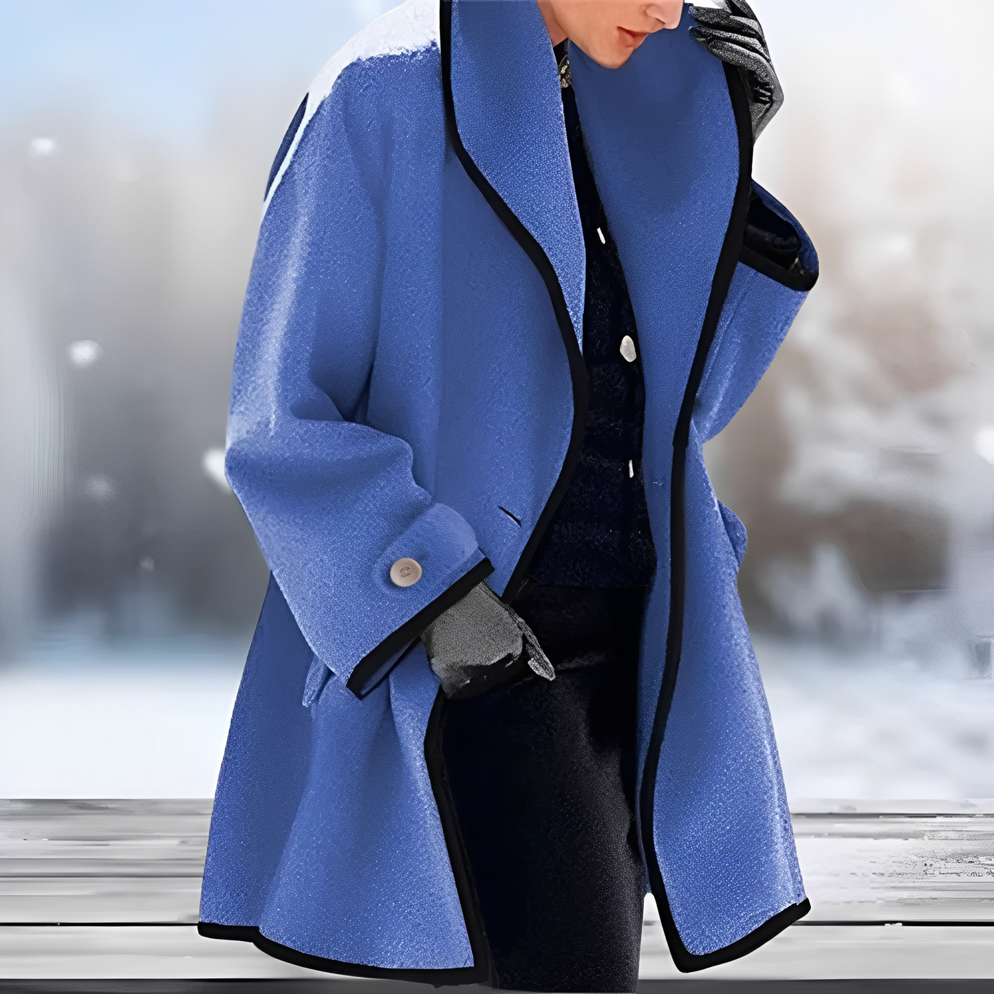 Serenova – Manteau en laine rétro avec ceinture
